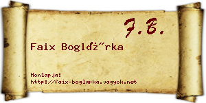 Faix Boglárka névjegykártya